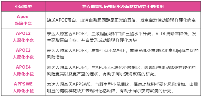 赛业进口APOE系列小鼠推荐