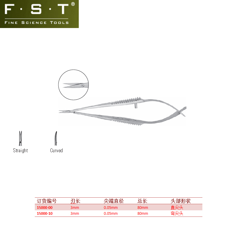 FST弹簧剪 Vannas精细弹簧剪15000-00